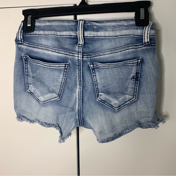 Blue Desire Mid Rise Star Embroidered Denim Jean Shorts - Picture 6 of 12
